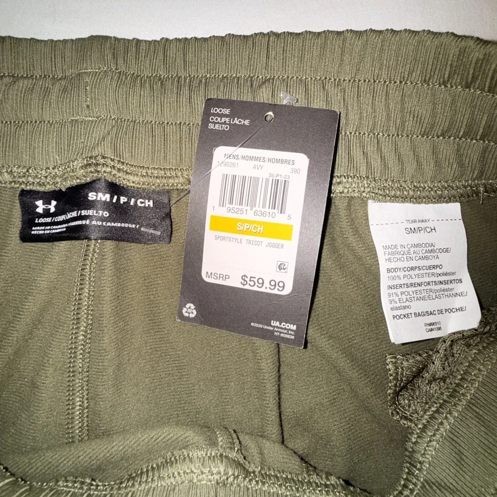 Under Armour Sportstyle Tricot Jogger Mens Small Green NEW 1290261-390 Pants